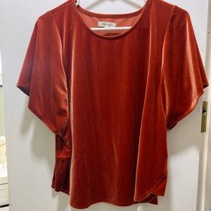 Madewell Velvet Butterfly top orange Large